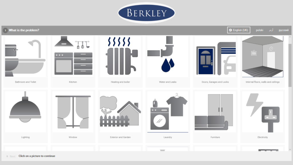 Step 1 to report a maintenance request select from a range of options 